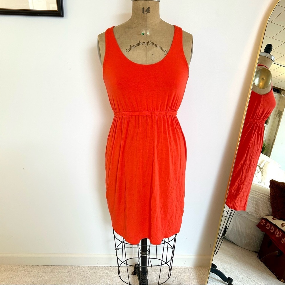J. Crew Womens Modal Knit Coral Pink Orange Knee Length Summer Dress S